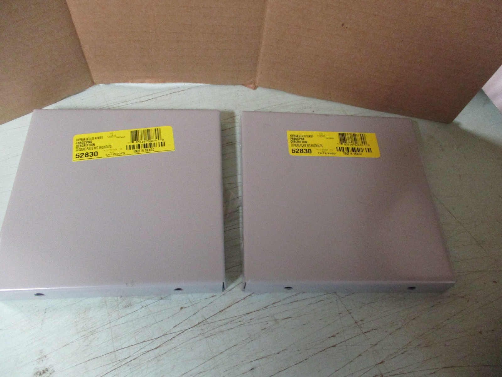 LOT OF 2 NEW Hoffman F66GCPNK Closure Plate w/o Knockouts 52830 6" X 6" LB18