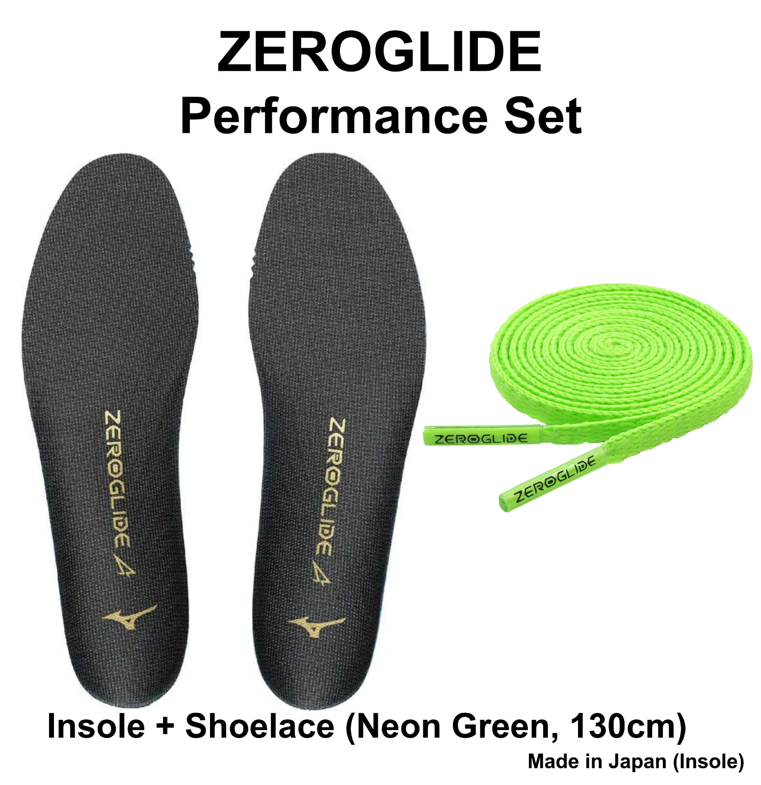 MIZUNO ZEROGLIDE Insole + Shoelace Set P1GZ2501 P1GZ2021 Japan M-O 130cm genuine