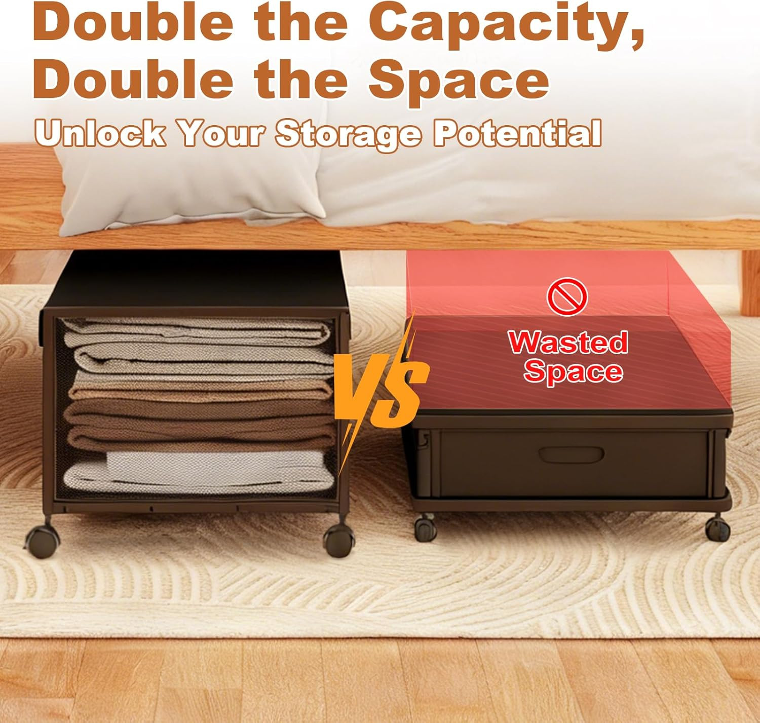 2 Pack under the Bed Storage Containers,12 Inch Height under Bed Shoe Storage,31
