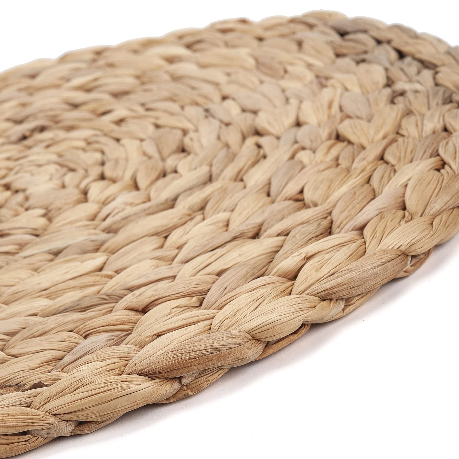 6 Pack 13.8" Woven Placemats, Natural Hand-Woven Water Hyacinth Placemats, Ro...
