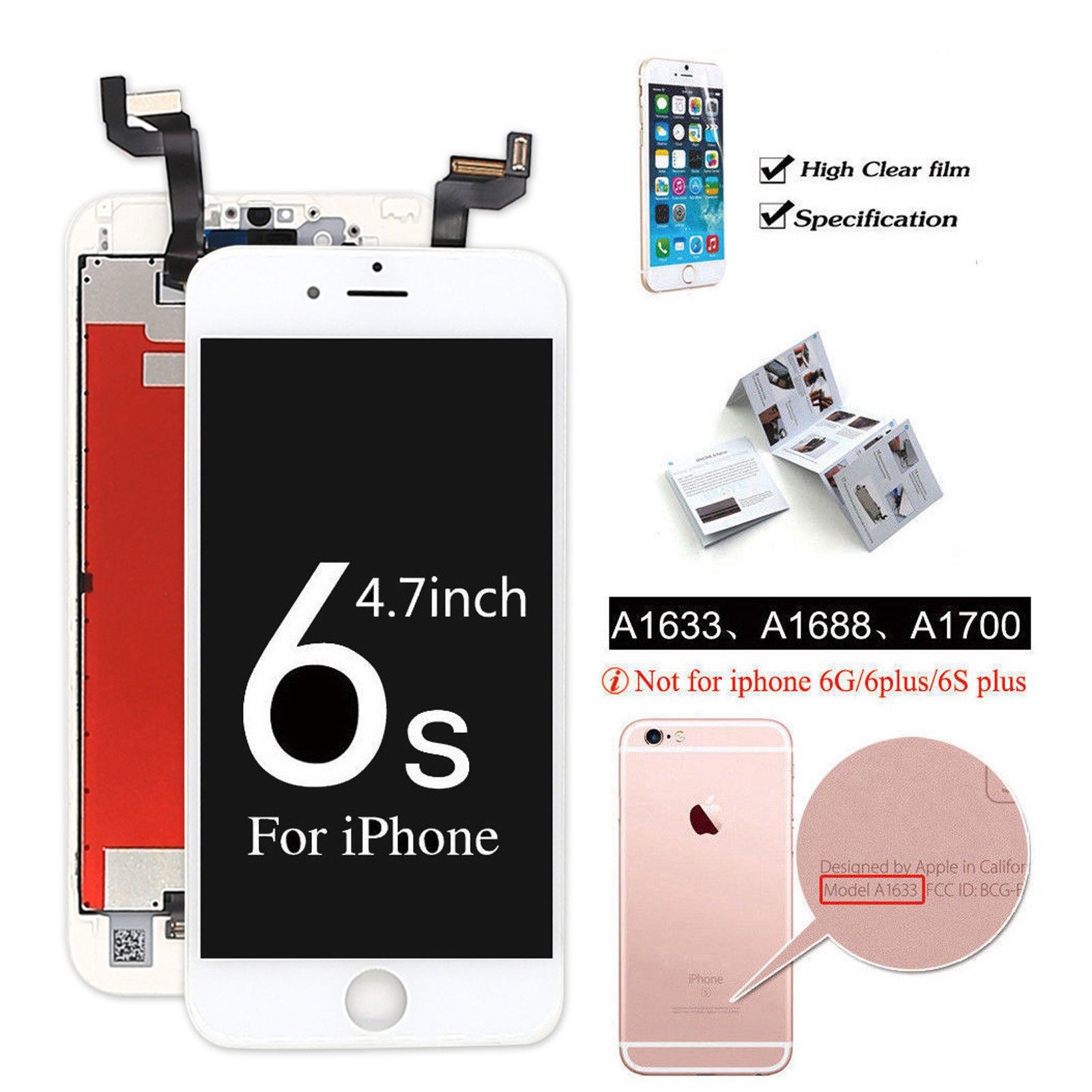 For iPhone 6S 8 6 7 Plus LCD Dispaly Touch Screen Complete Replacement + Button