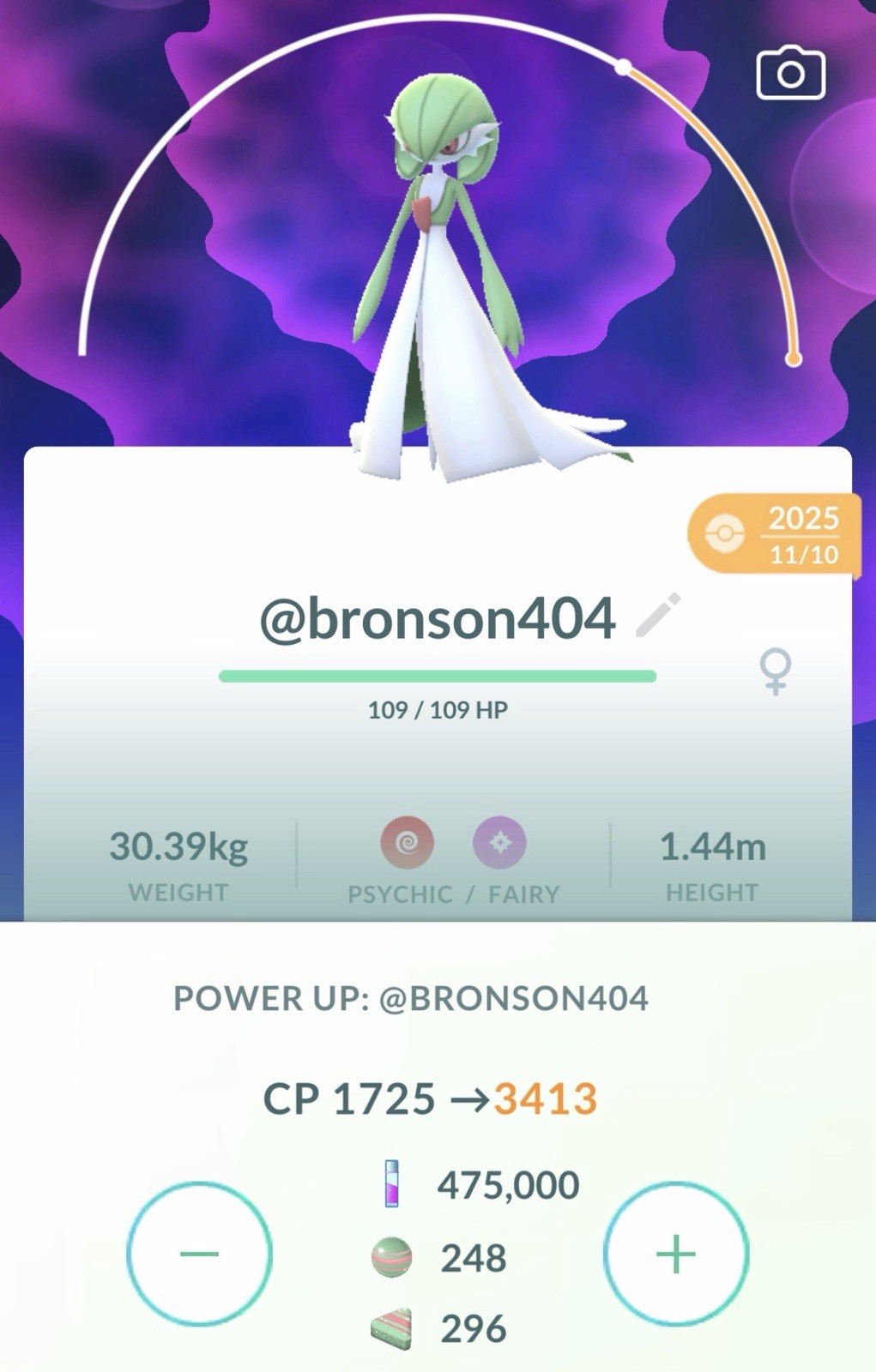Gardevior Dynamax Max Level 50, 2 Charge, 3 Max Moves
