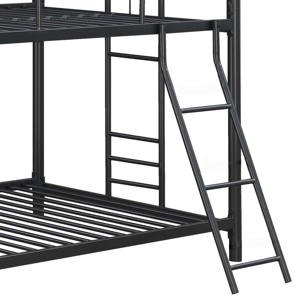 Triple Bunk Bed FULL over FULL over FULL | 3 Full Size Beds | Black Metal Frame
