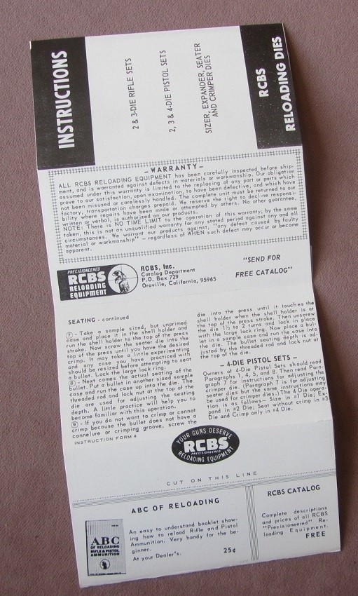 Vintage RCBS Instructions Reloading Dies + Tools Die Rifle + Pistol Sets