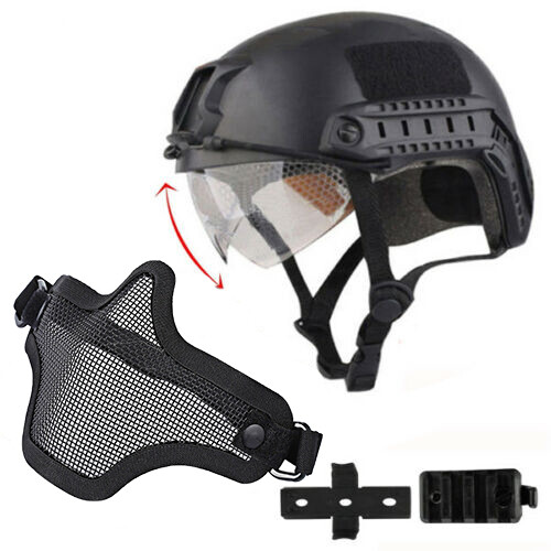 Tactical Airsoft Paintball Military Protective SWAT Helmet w/ Goggle + half Mask