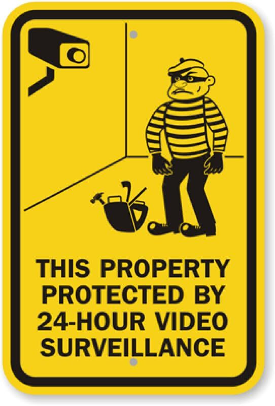 Video Surveillance Sign Aluminum Weatherproof 24 Hour Outdoor Security