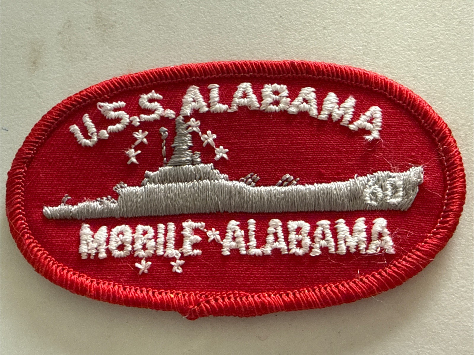 Vtg US Navy USS Alabama Mobile Alabama Military Battleship Patch #1057