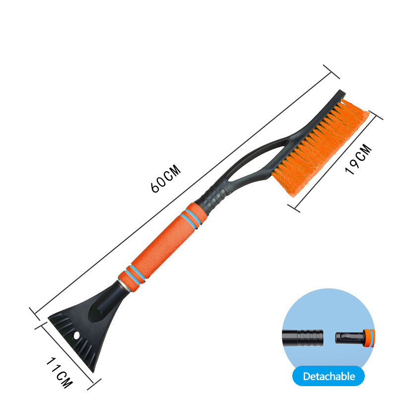 2-in-1 Ice Scraper W/ Brush Car Windshield Detachable Snow Remove Cleaner Orange
