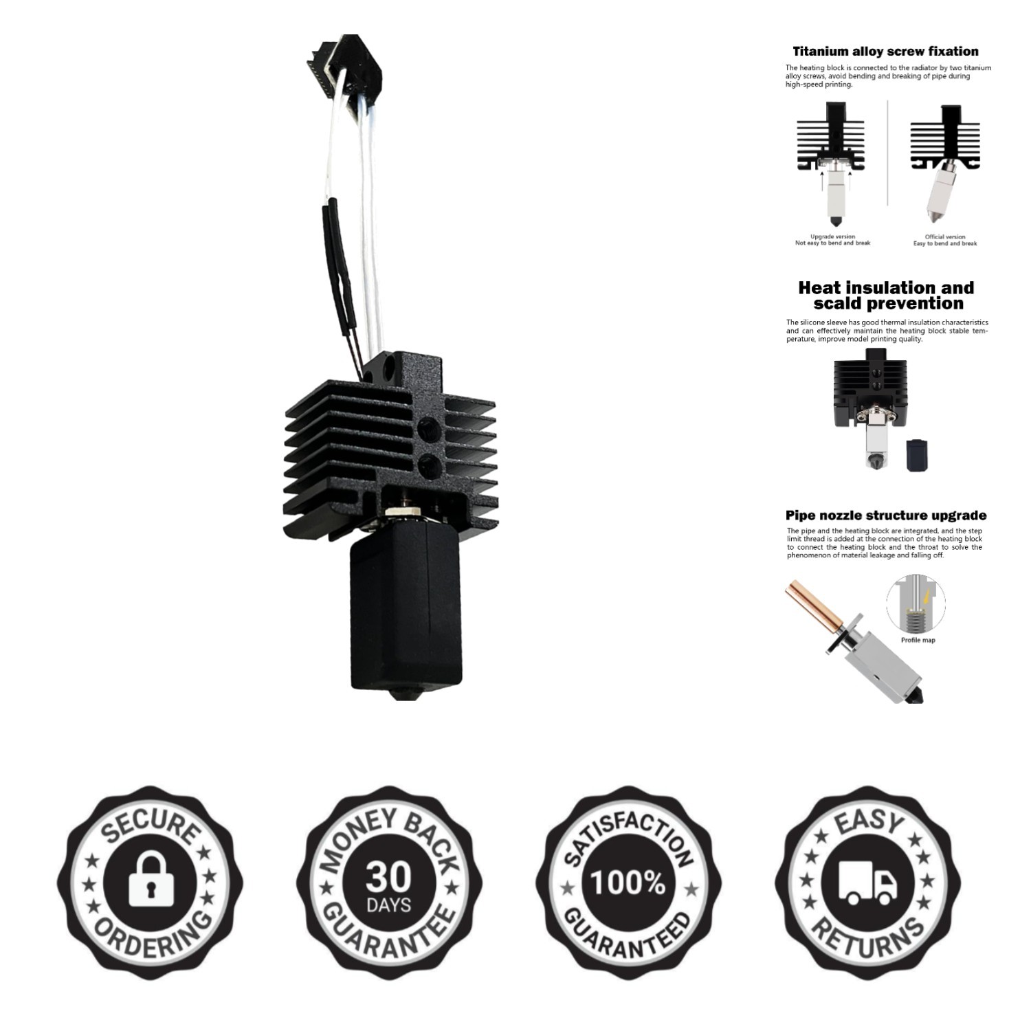Professional Hotend Printhead Replacement Kit for Bambu Lab P1P/P1S 3D Printers