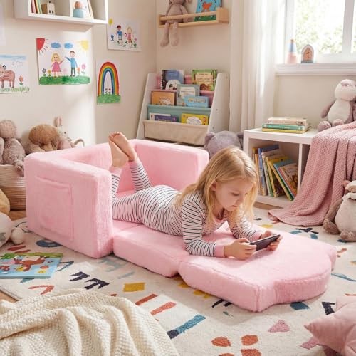Valentine Kids Chair or Couch for Toddler, 2-in-1 Soft Foldable Couch, Comfy