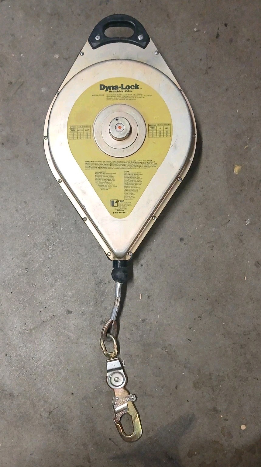 Dyna-Lock 506208 Self Retracting 95' Galv Wire Rope Lanyard 400lb WLL lifeline