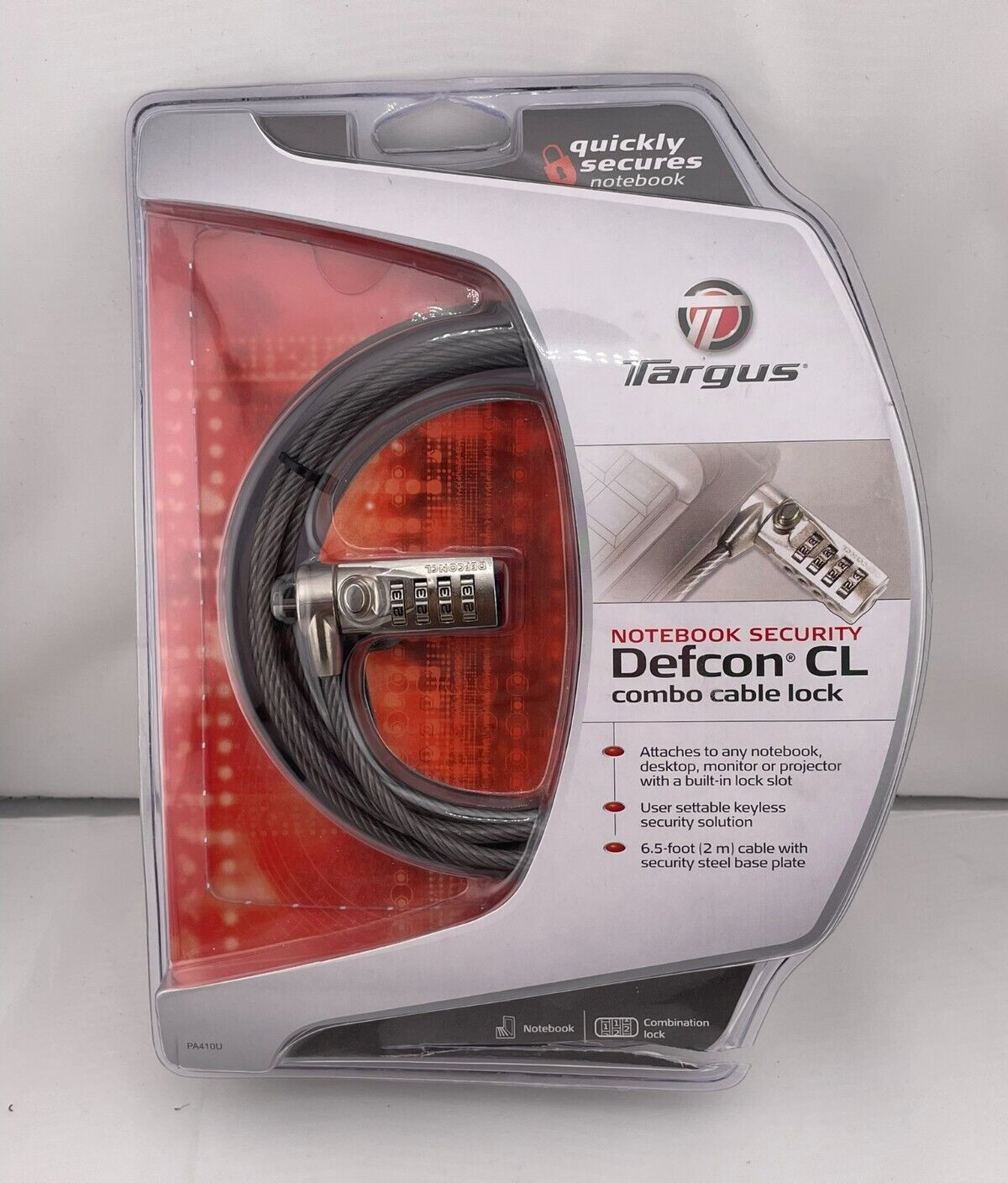 Targus Notebook Security Defcon CL Resettable Combination Galvanized Cable Lock