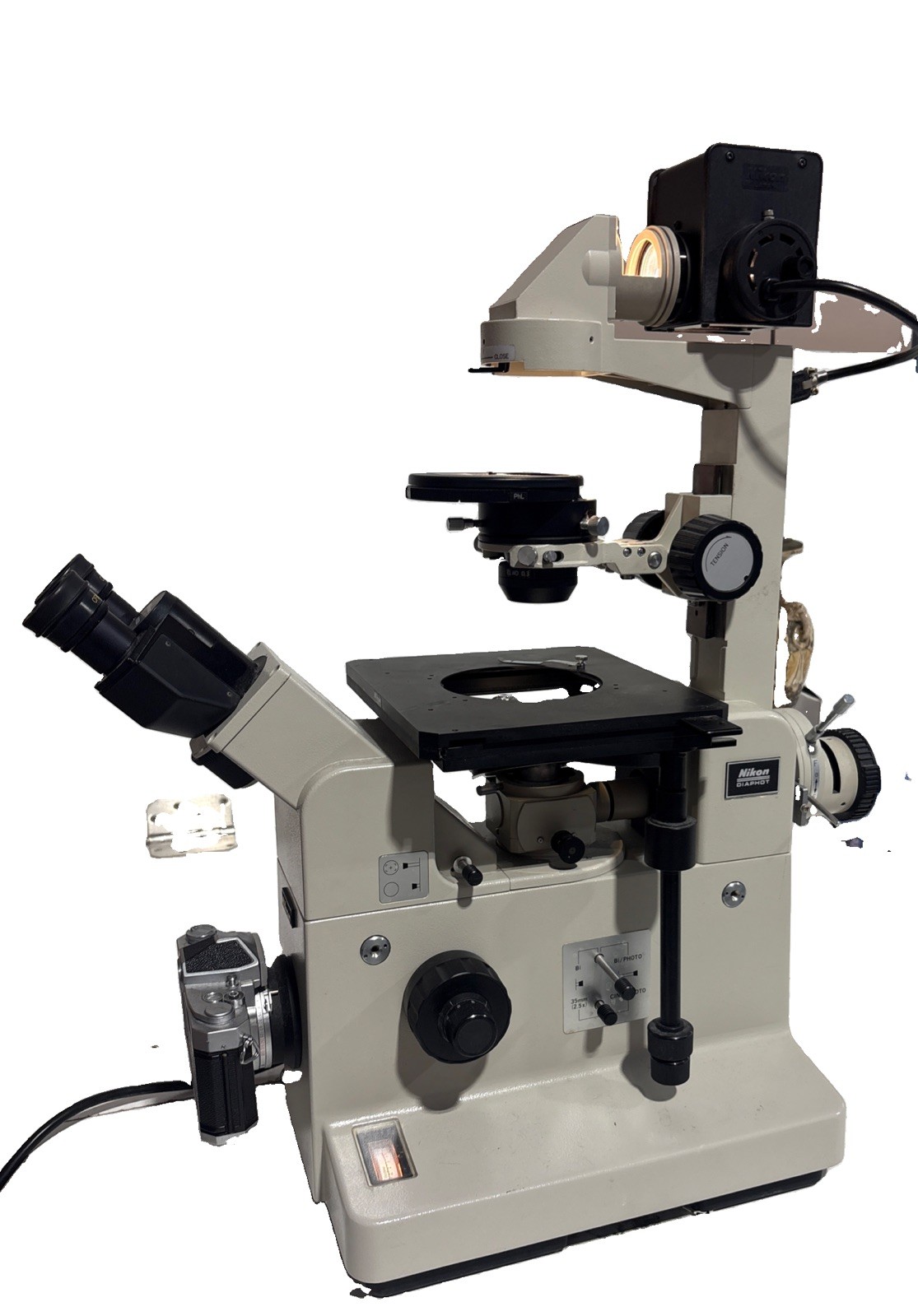 Nikon Diaphot TMD Research Microscope Inverted Phase Contrast ELWD PHASE LIGHT