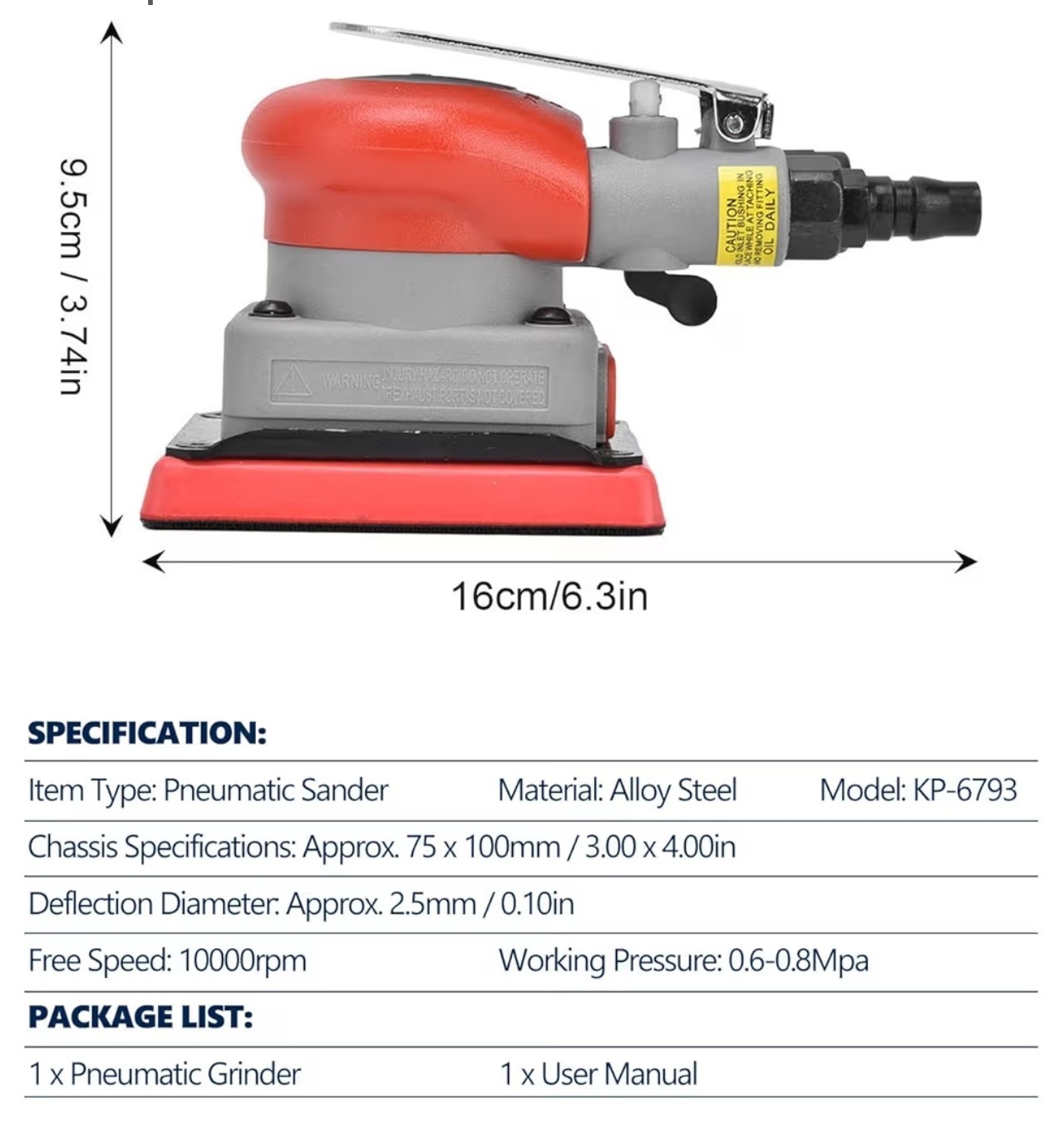 Powerful Square Air Sander for Wood & Stone - Fast & Efficient