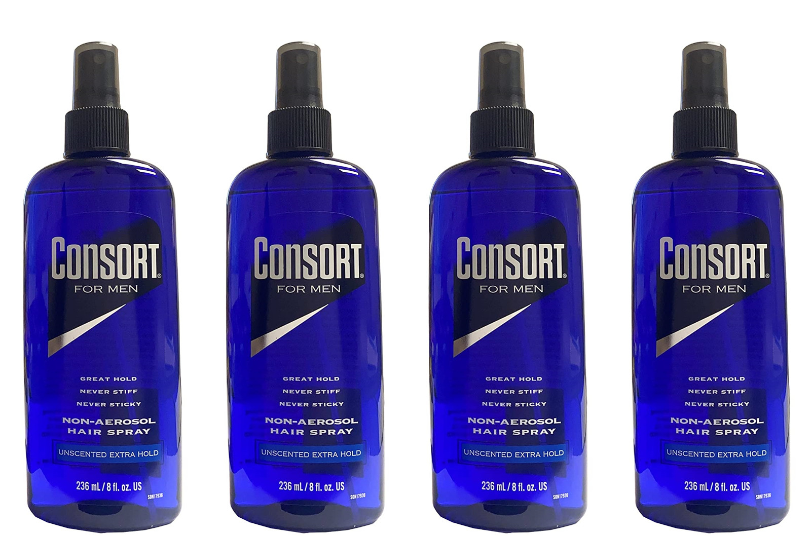Consort Hair Spray 8 Ounce Unscented Extra Hold Pump Non-Aero (236ml) (4 Pack)
