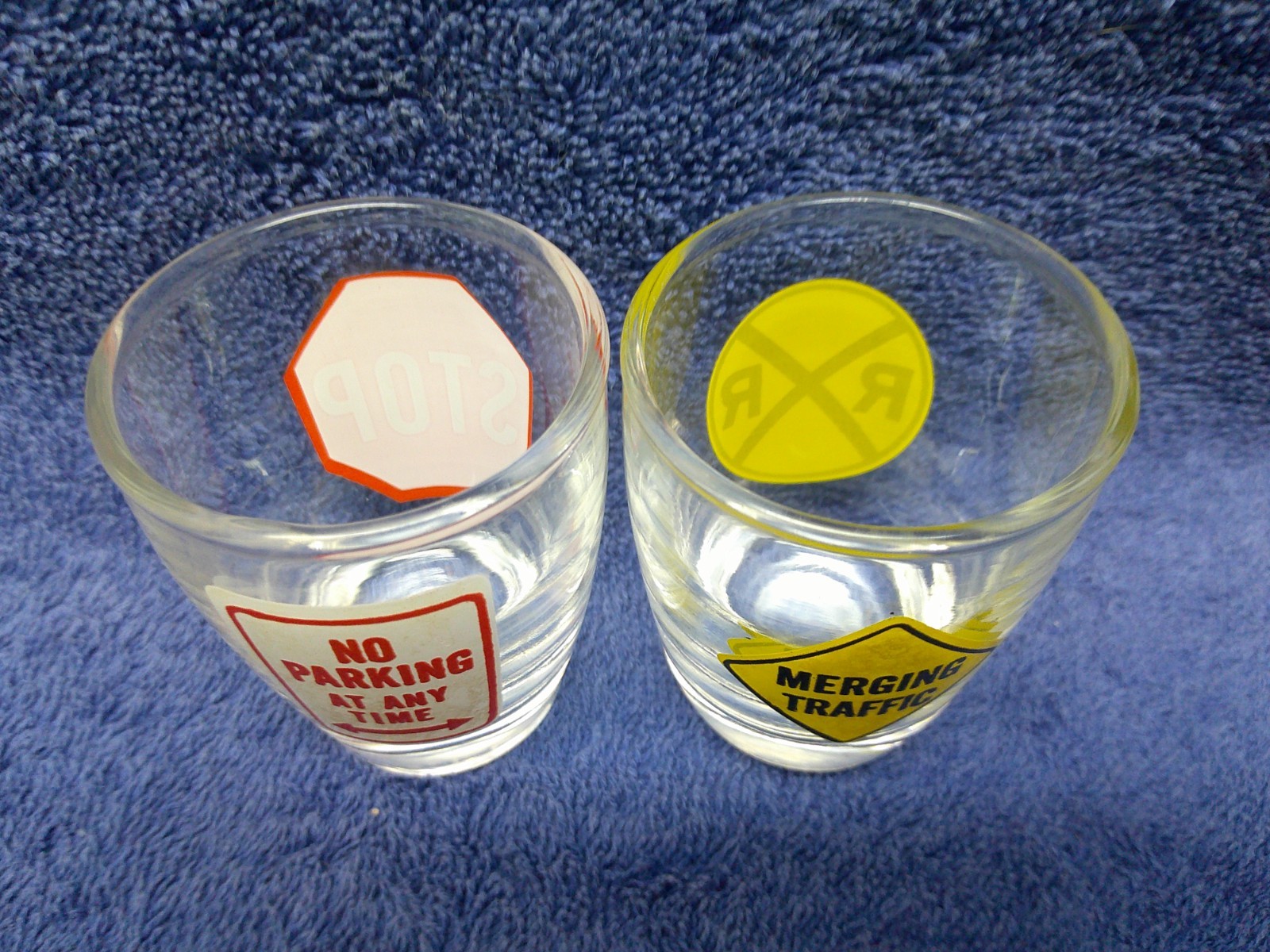 Two Traffic Sign Shot Glasses