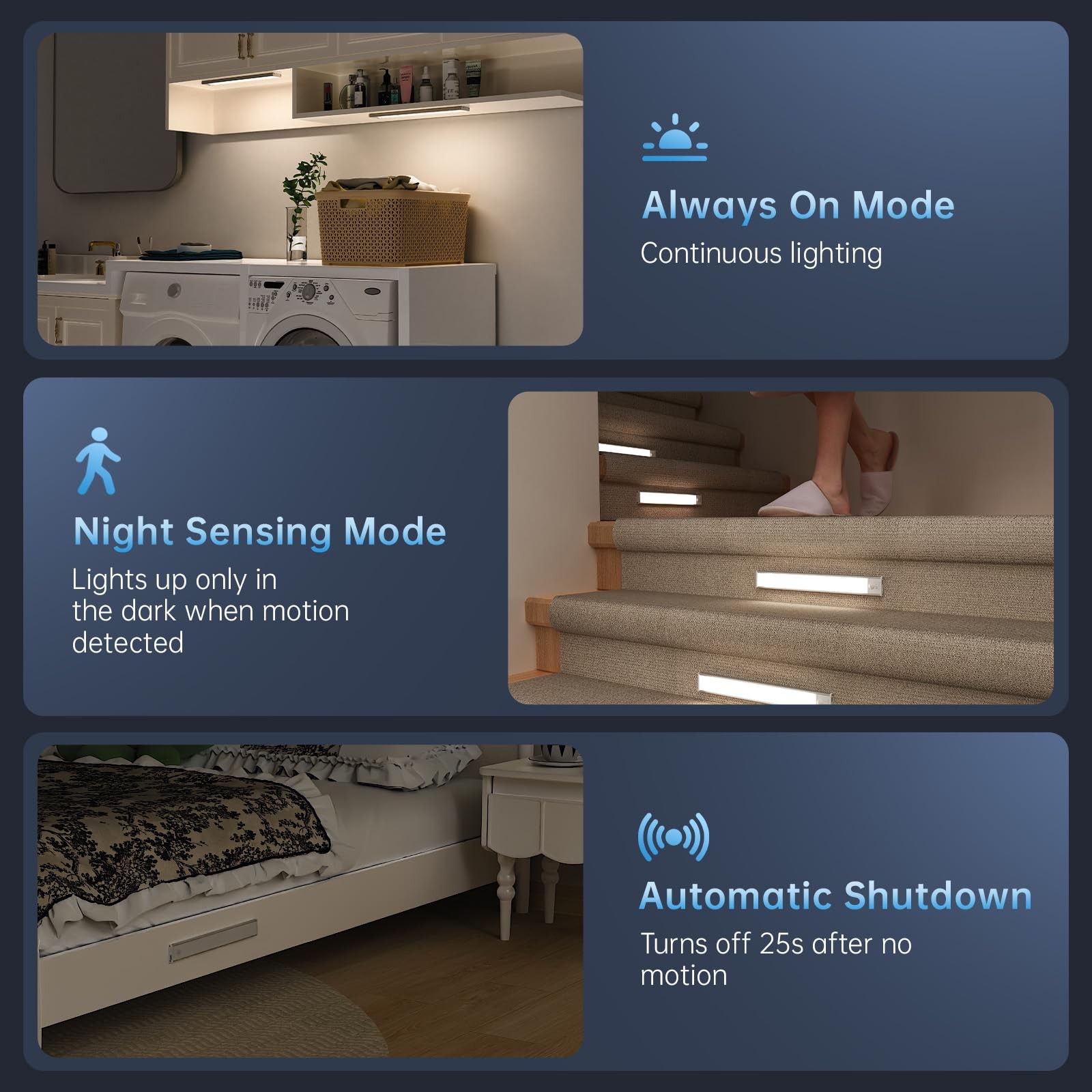Under Cabinet Lighting,5 Pack Rechargeable Motion Sensor Light Indoor,3 Color...