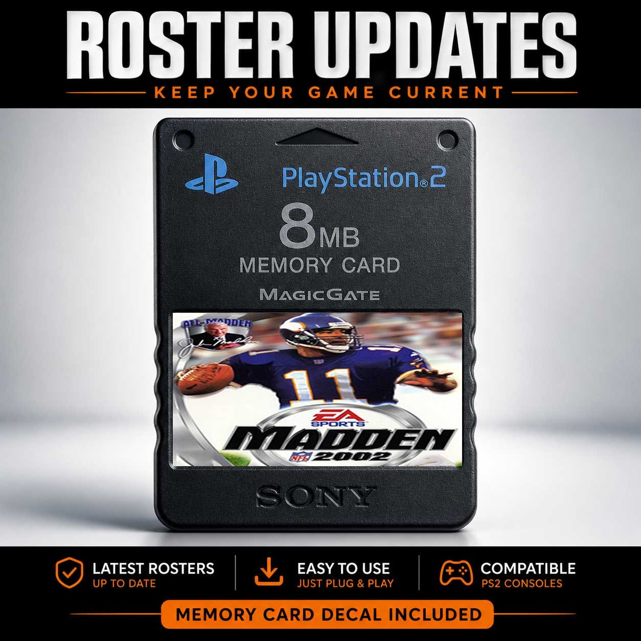 Madden 2002 Roster Updates PS2 Official Memory Card Unlocked 100% Complete Saves
