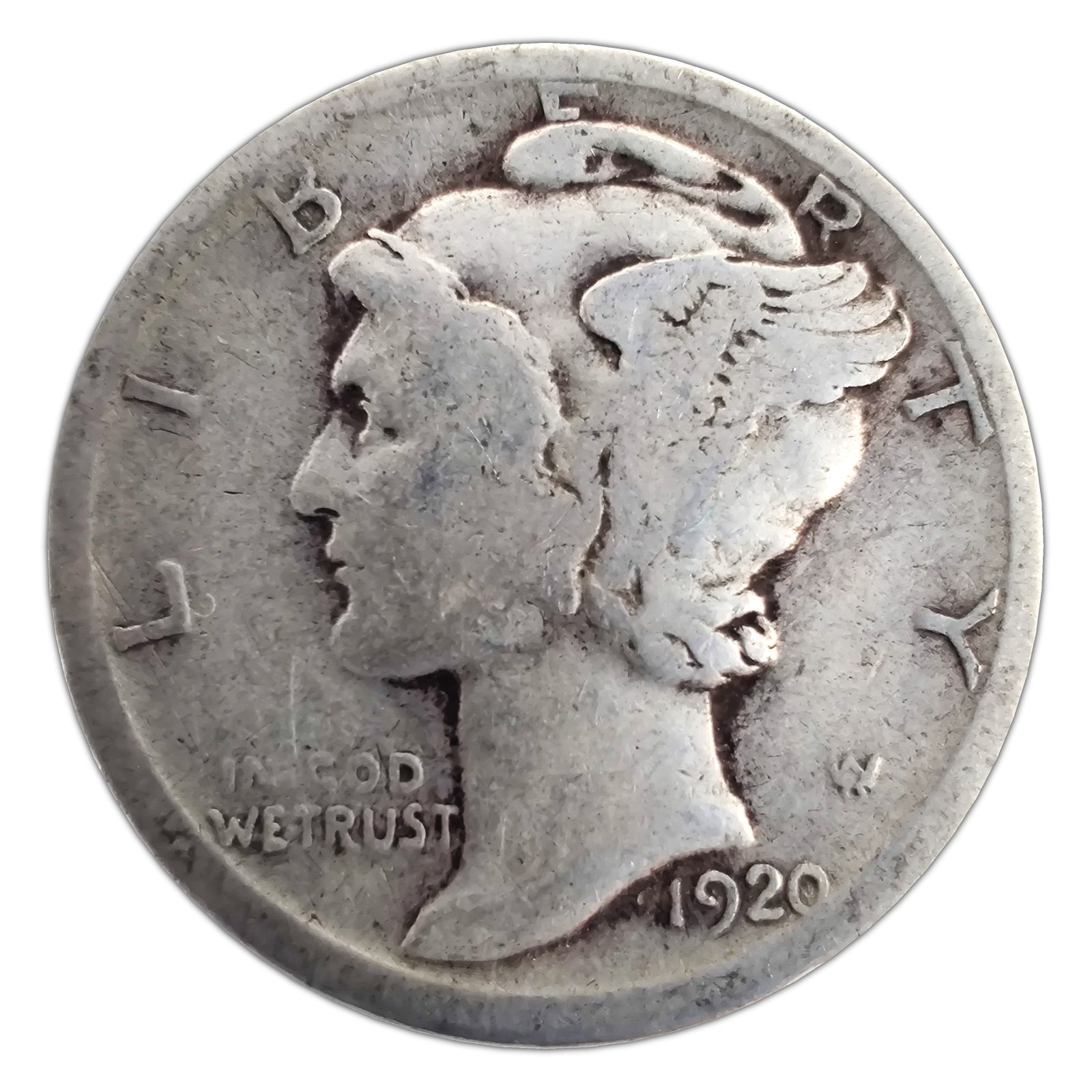 1920-P Mercury Dime G Good 90% Silver