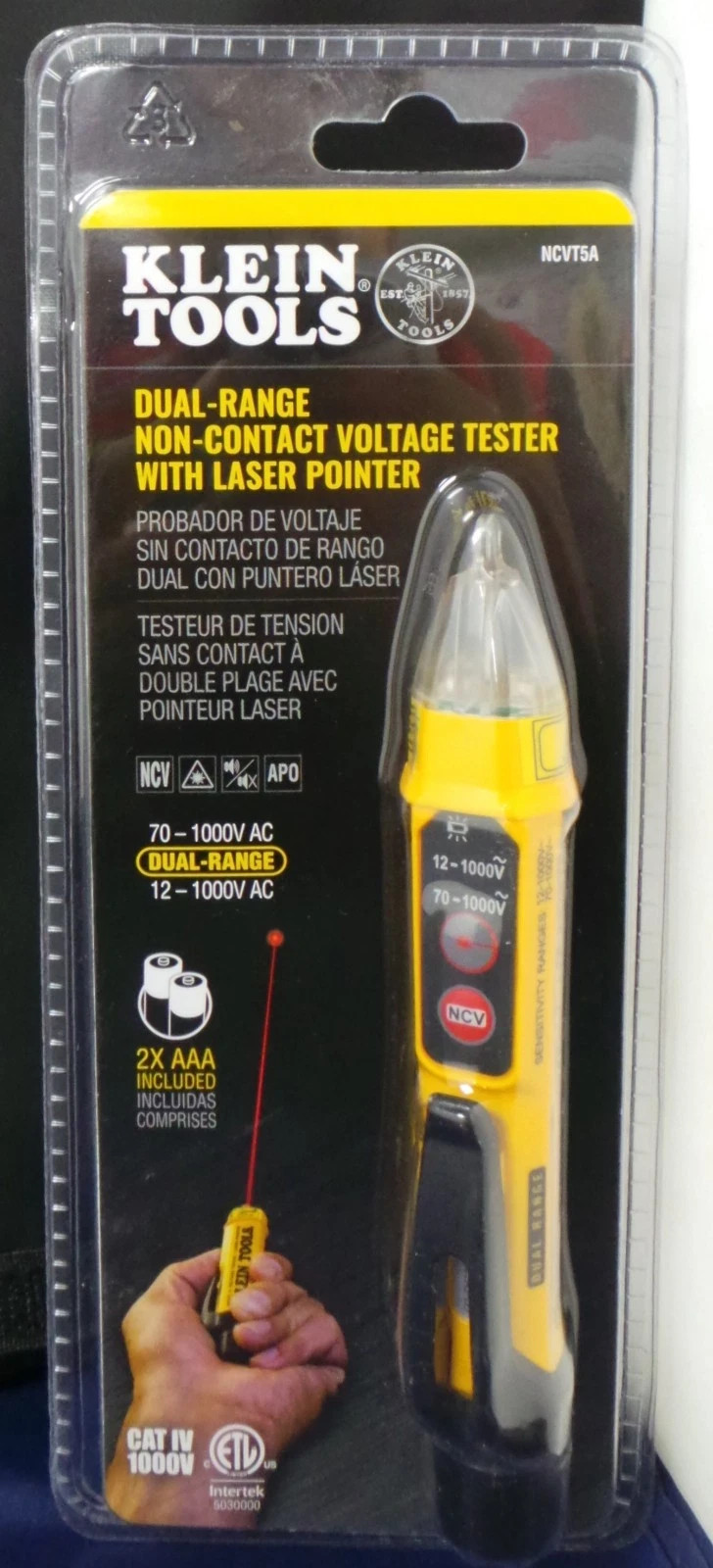Klein Tools NCVT5A Dual-Range Non-Contact Voltage Tester With Laser Pointer NEW