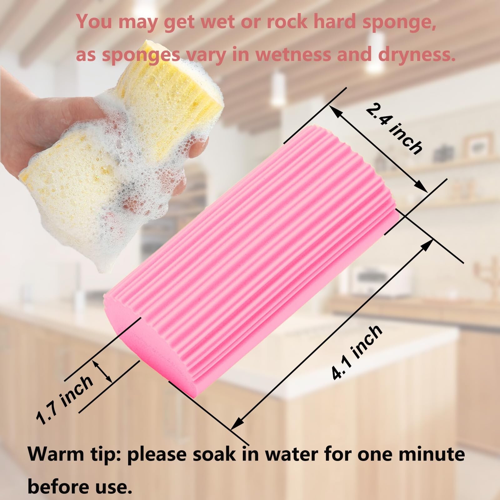 6-Pack Damp Clean Duster Sponge,Magic Sponge Eraser for Housekeeping,Reusable...