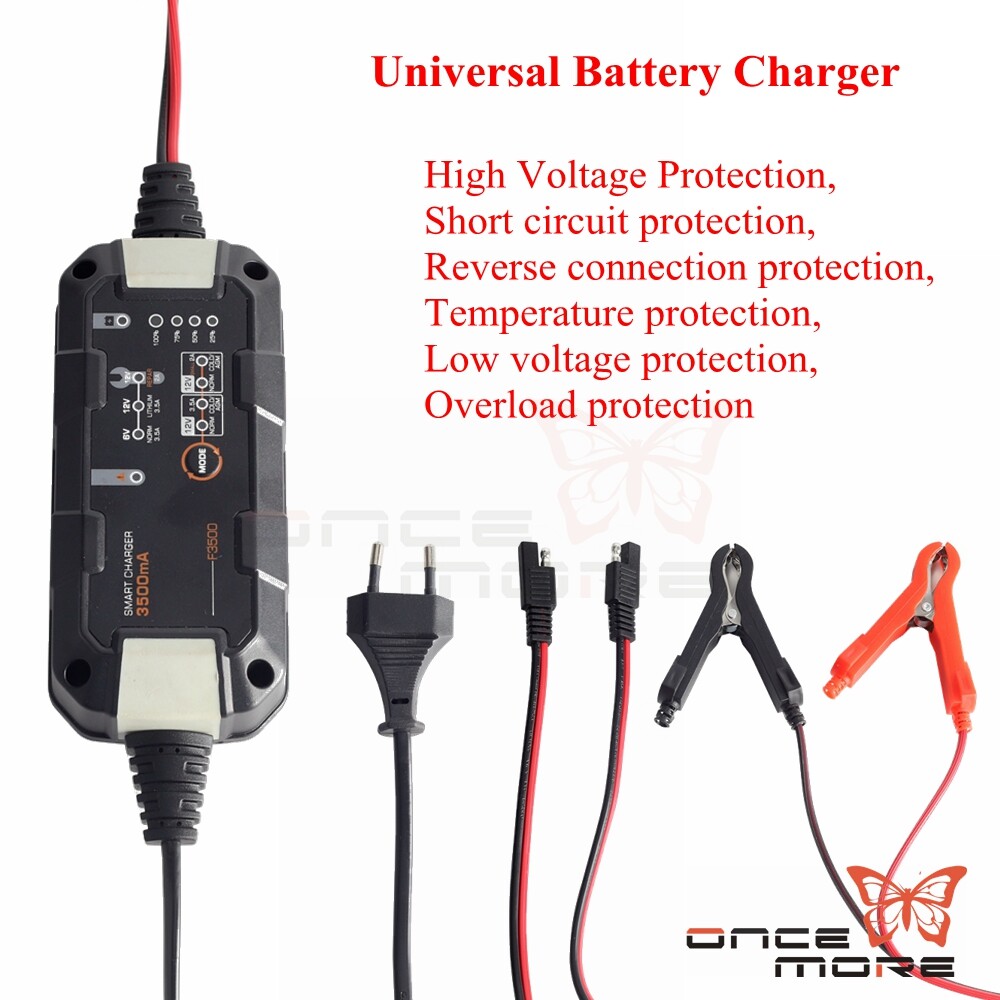 Detachable Connection Port Battery Charger For 6V 12V Small Cars Motorcycles SUV