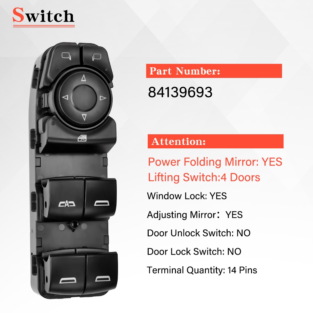 Front Left Power Window Master Control Switch For Chevrolet GMC Buick # 84139693