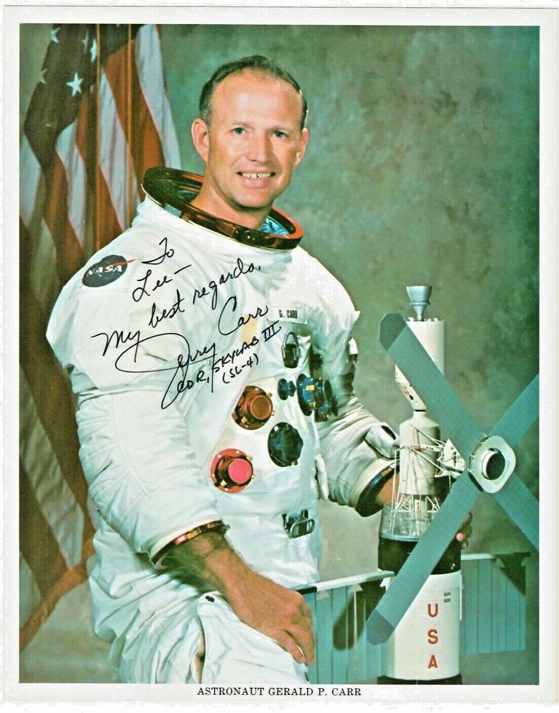 Skylab Astronaut Jerry Carr  Autographed  NASA 8x10 Lithograph