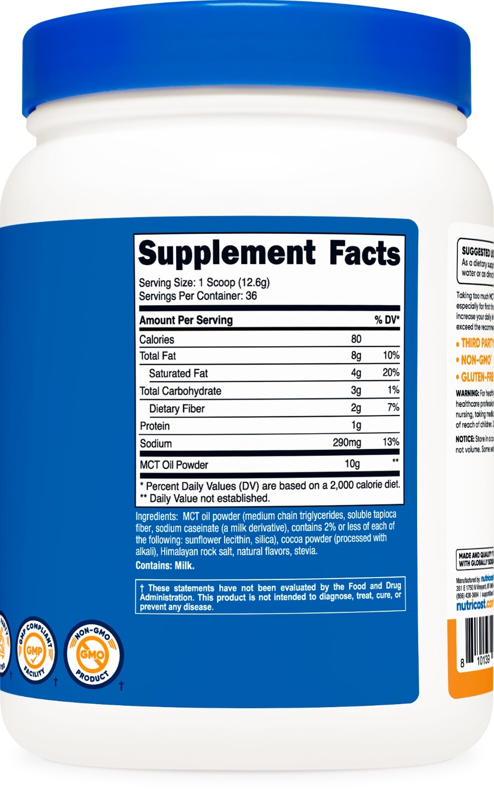 Nutricost Premium MCT Oil Powder (1 LB) (Salted Carmel) (36 Servings)