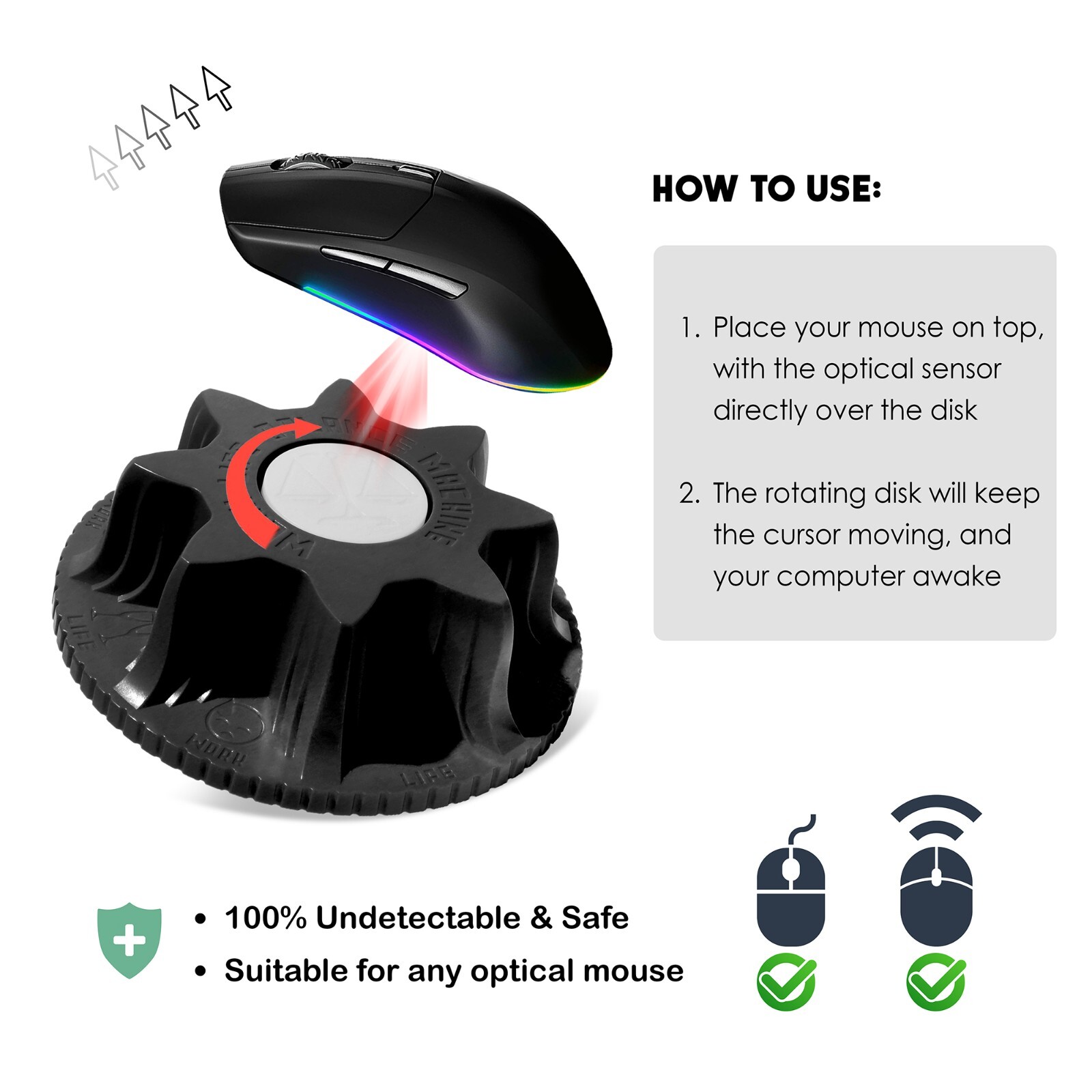 Mechanical Mouse Jiggler Undetectable Device - No USB No Software Mouse Mover
