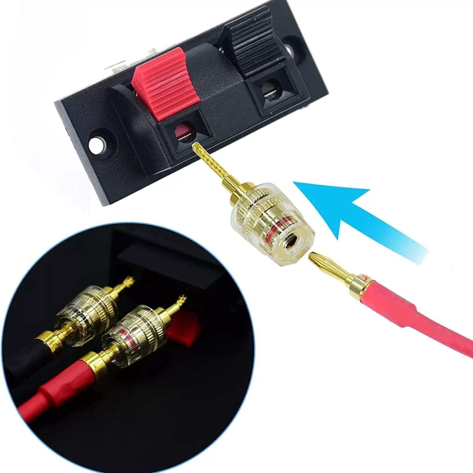 4* Replacement 4mm HIFI Cable Banana Adapter Plug Pin Interface(2mm) Connector