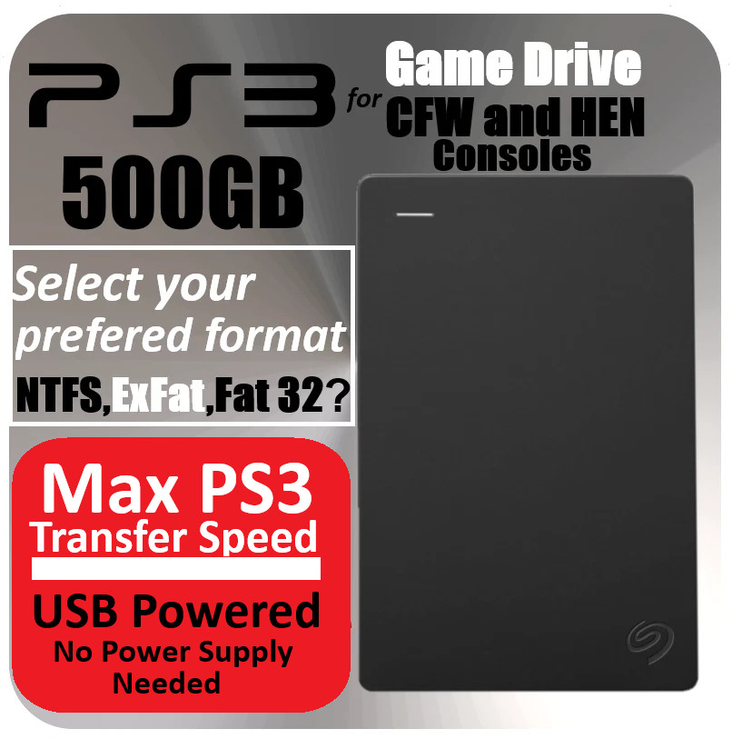 PS3 external hard drive 500GB Select your format for all PS3 models