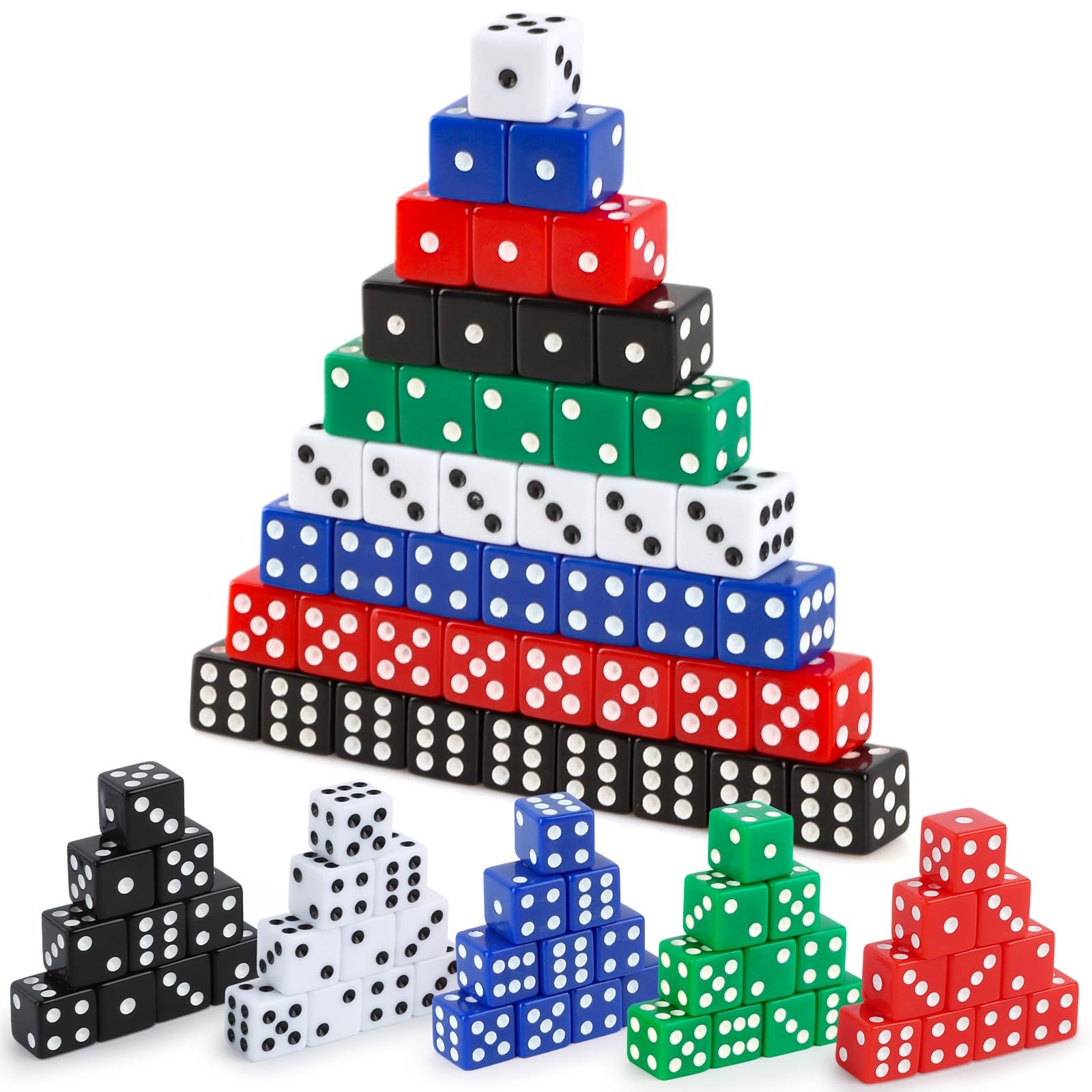 100 Pieces Casino Dice Set 16mm Standard Dice Game Acrylic 6 Sided Colored Pl...