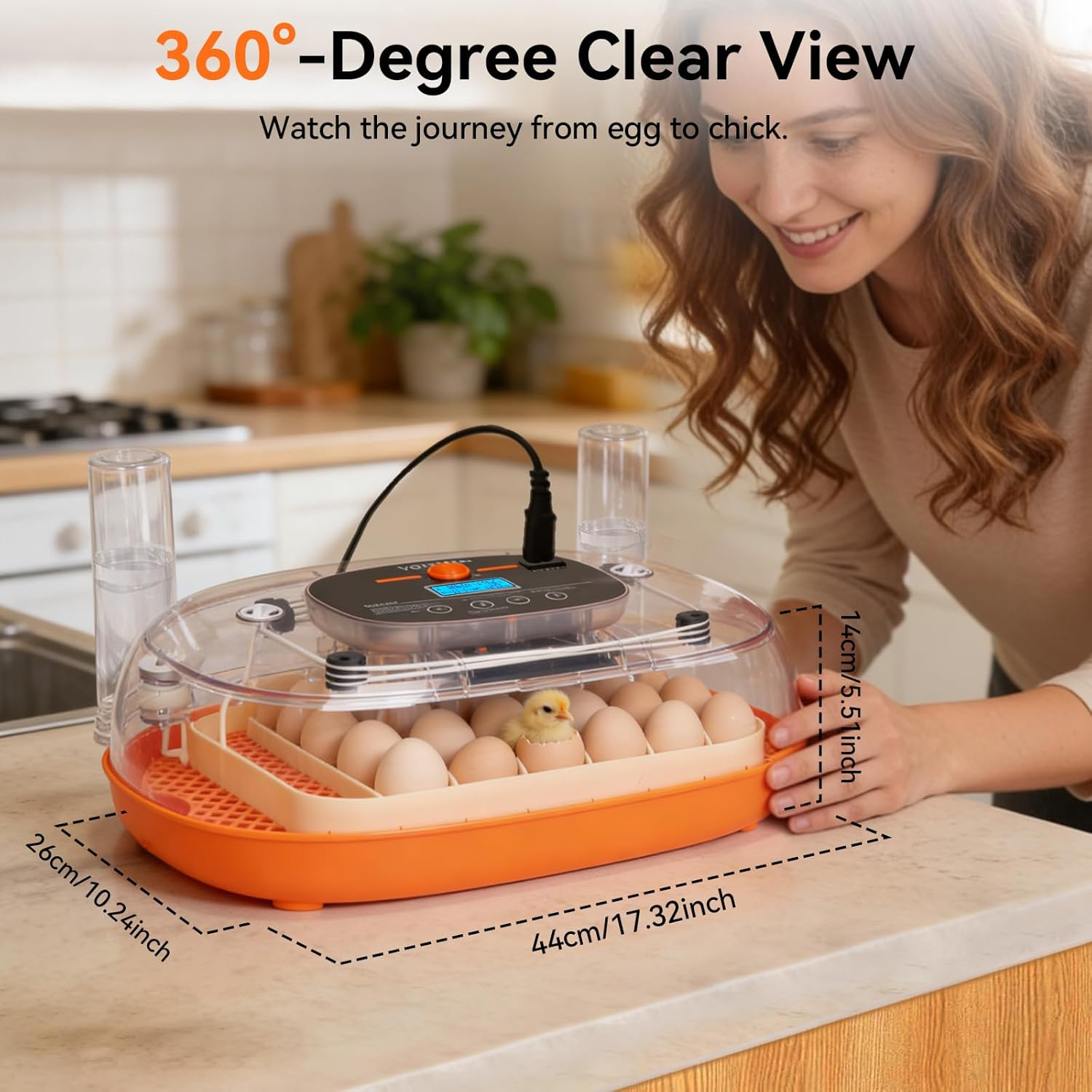 Incubators for Hatching Eggs, 24 Egg Incubator, Automatic Egg Turner with Humidi