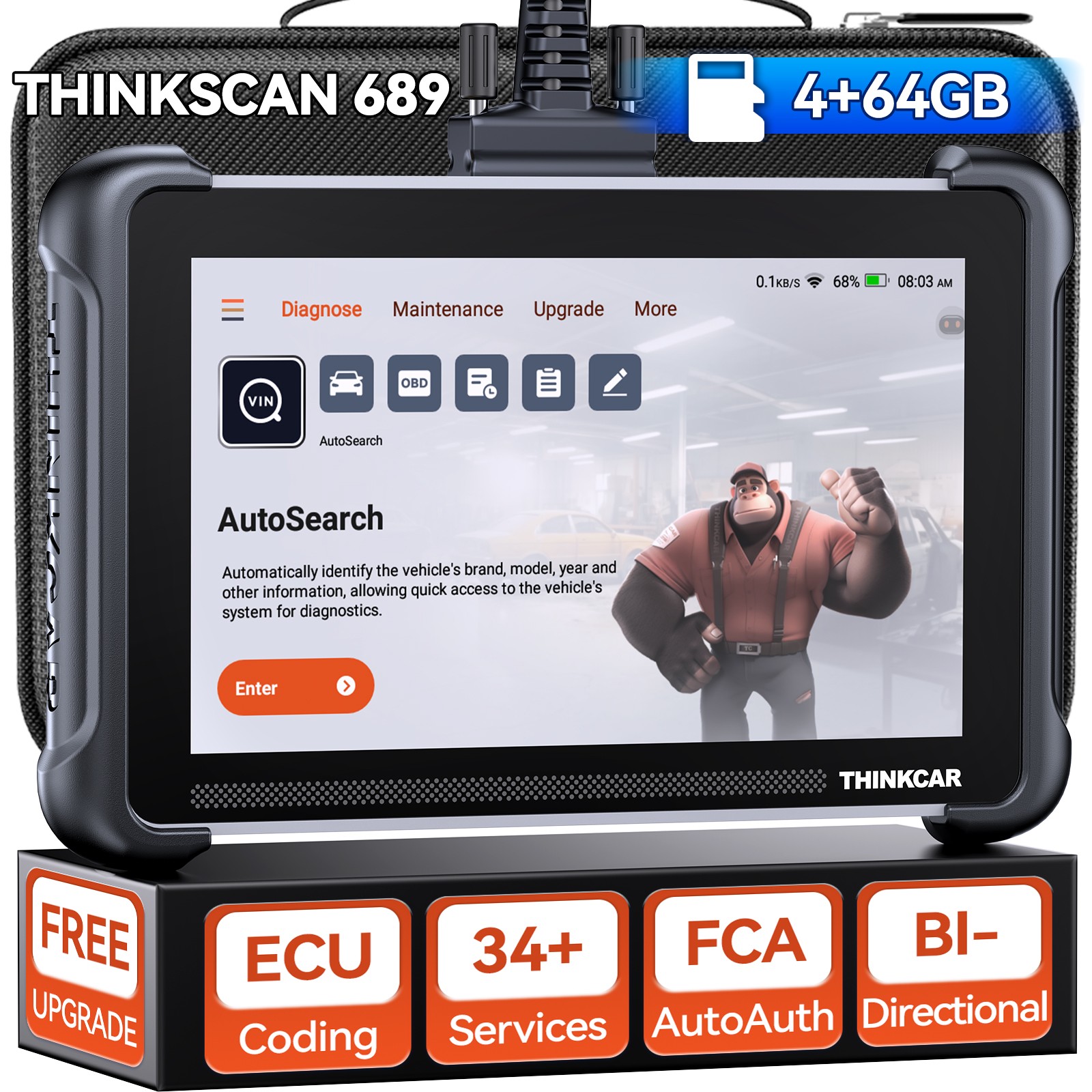 NEWEST THINKSCAN 689 E.CU Coding OBD2 Scanner Auto Diagnostic Tool 34+Services