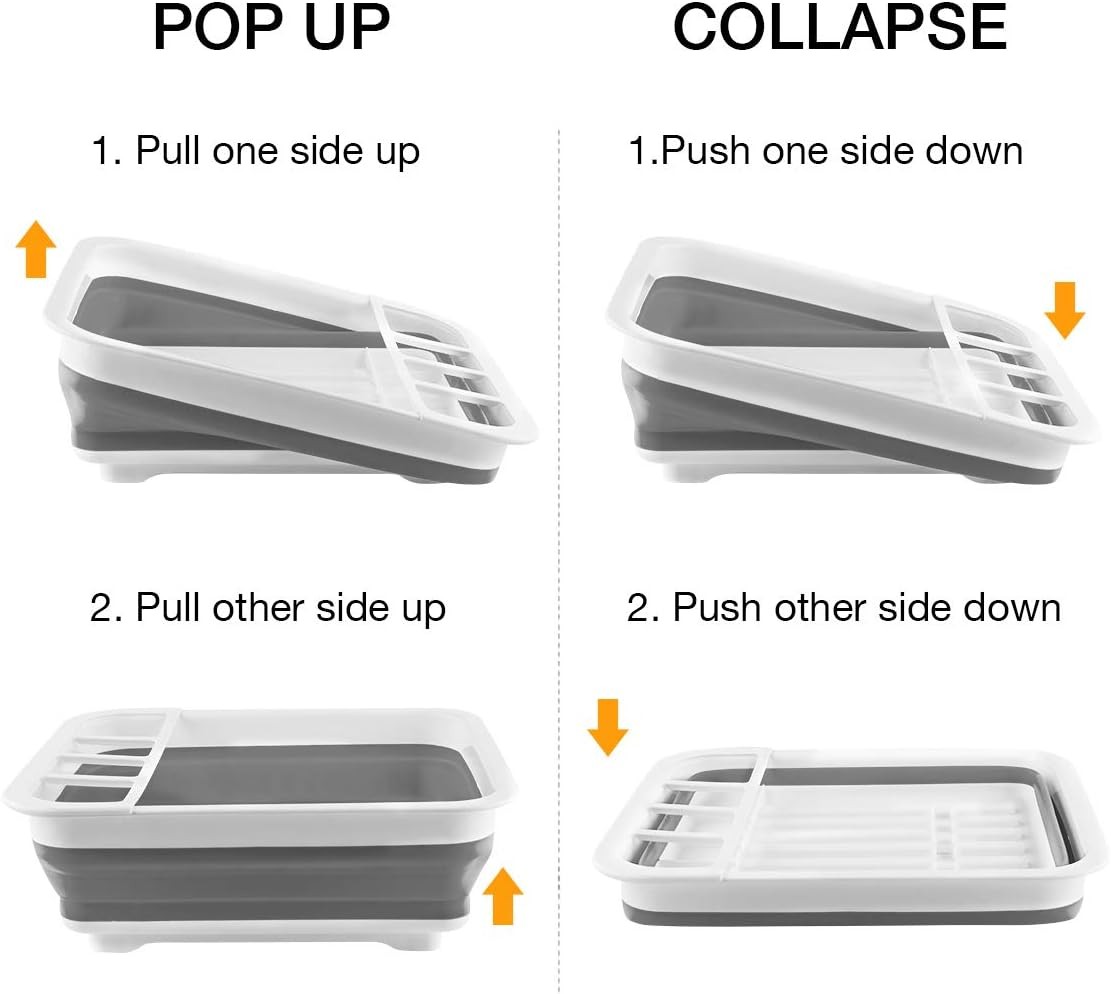 Portable Collapsible Dish Drying Rack Space Saving RV Camper Kitchen Tray