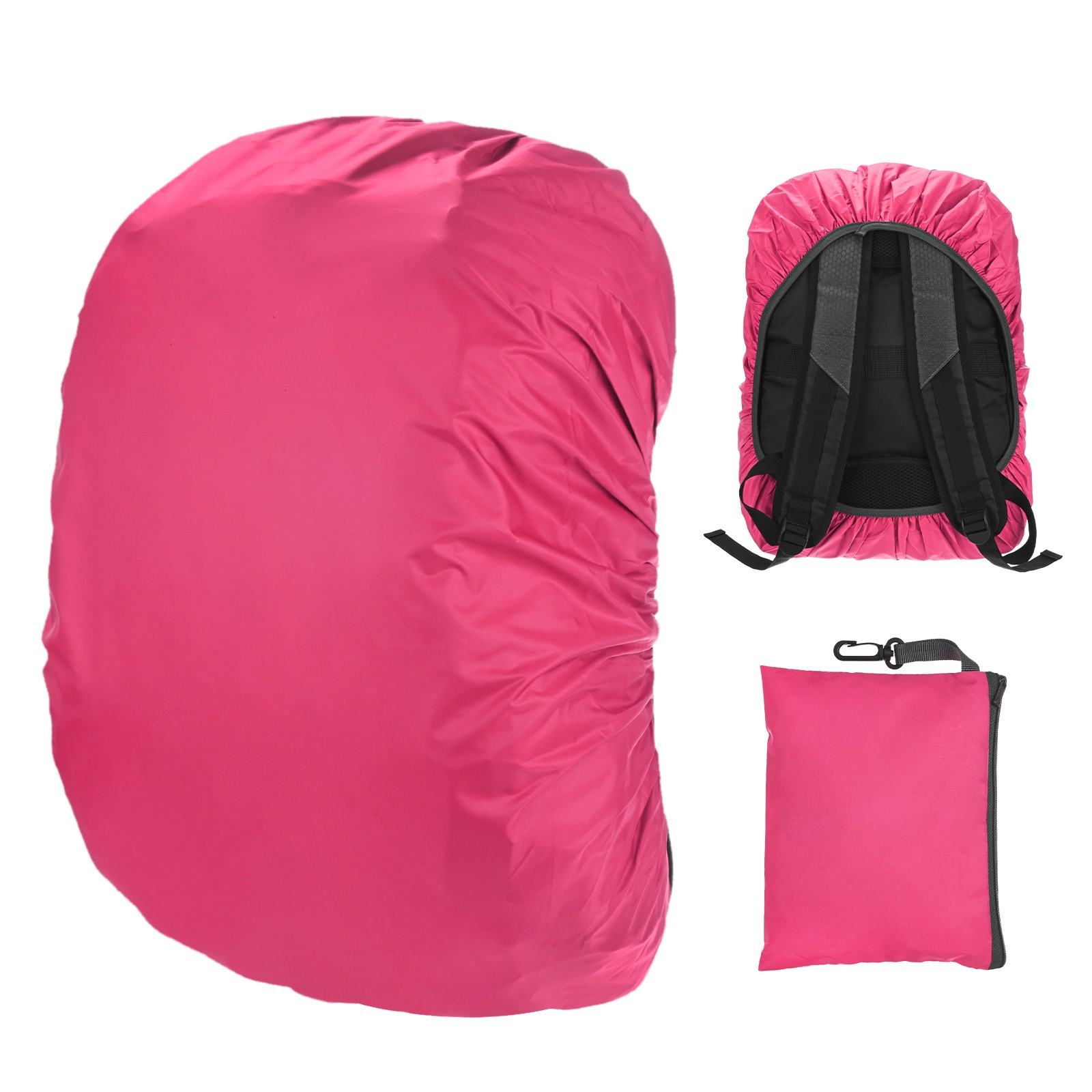 Waterproof Backpack Rain Cover, 15L-25L Backpack Cover [Rose Red]