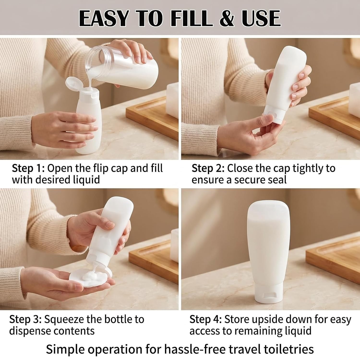 6pcs 150ml/5oz Clear Plastic Cosmetic Pressable Tubes Empty Squeeze Bottles with