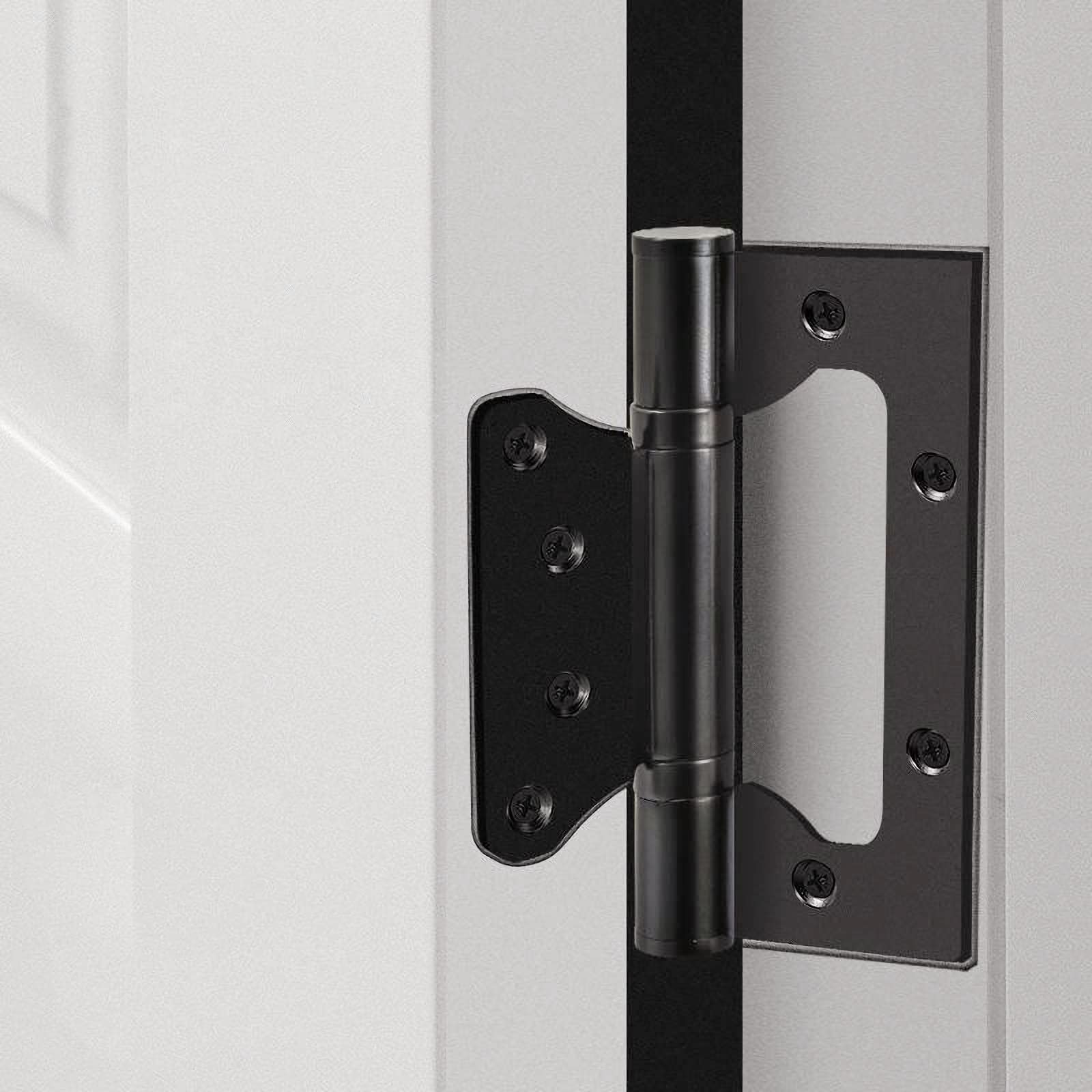 6 Pack Non-Mortise Door Hinges, 4 x 3 inch Stainless Steel Black of 6
