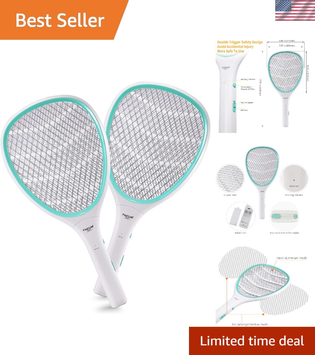 User-Friendly Electric Mosquito Swatter - 3000 Volt Instant Action 2-Pack