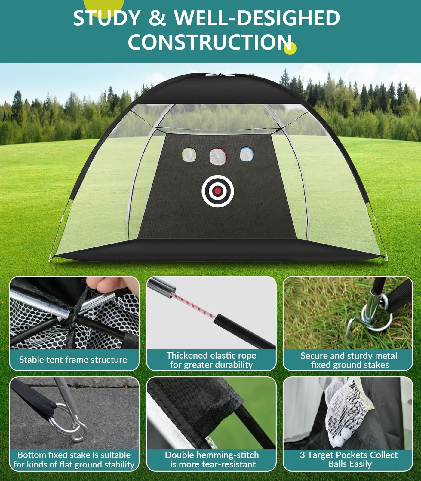 Golf Net: 10x7FT Golf Practice Net for Backyard Driving, Hitting Net with Tri...