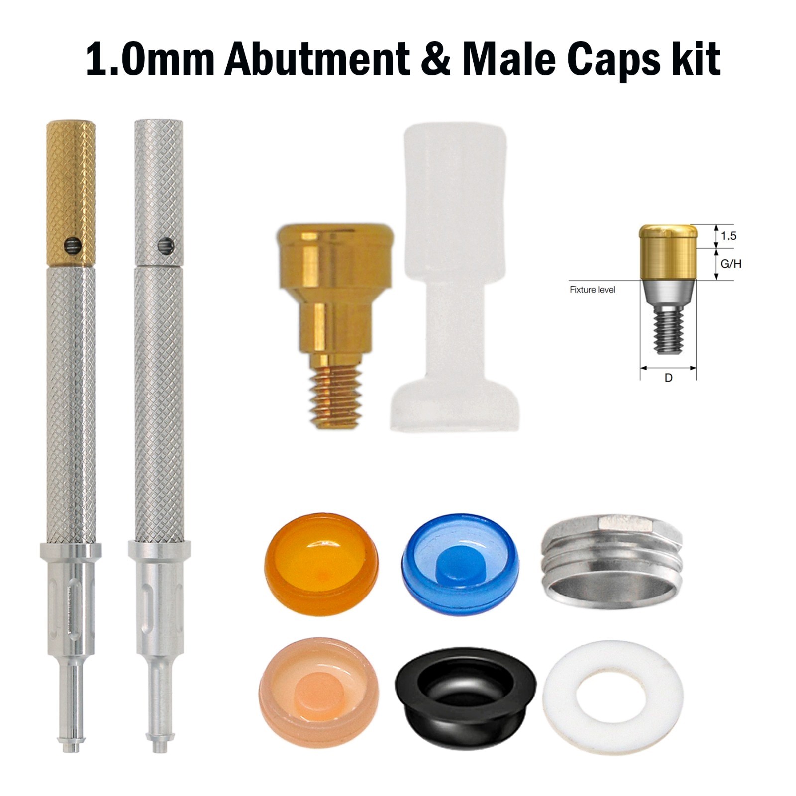 US Zimmer TSV 3.5 Tapered Screw-Vent 1mm GH Implant Overdenture Locator Abutment