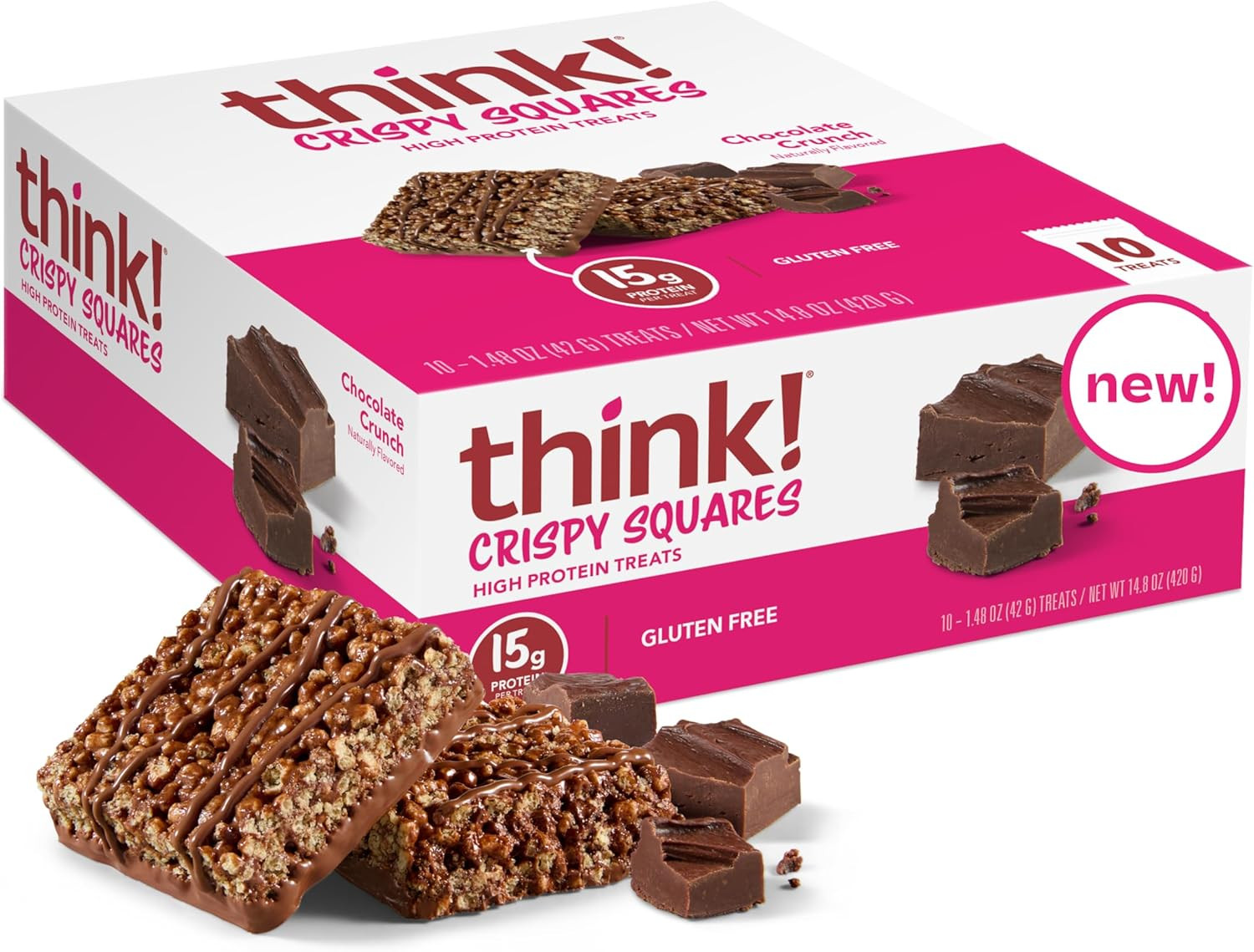 High Protein Crispy Squares Chocolate Crunch Treat (10 Pack)