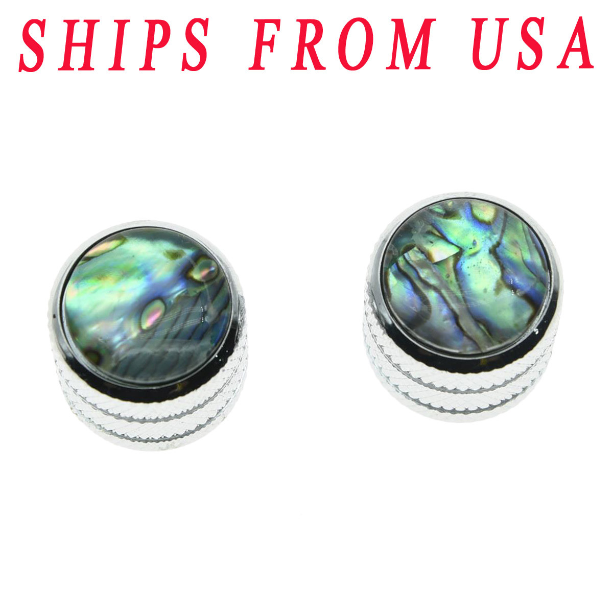 KAISH 2xChrome Push on Fit Telecaster Abalone Top Guitar Dome Knobs or Bass Knob