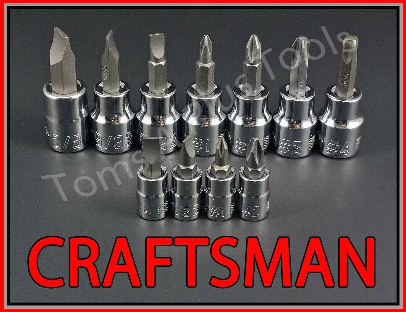 CRAFTSMAN 11pc 1/4 3/8 Phillips / flat blade screwdriver socket wrench bit set