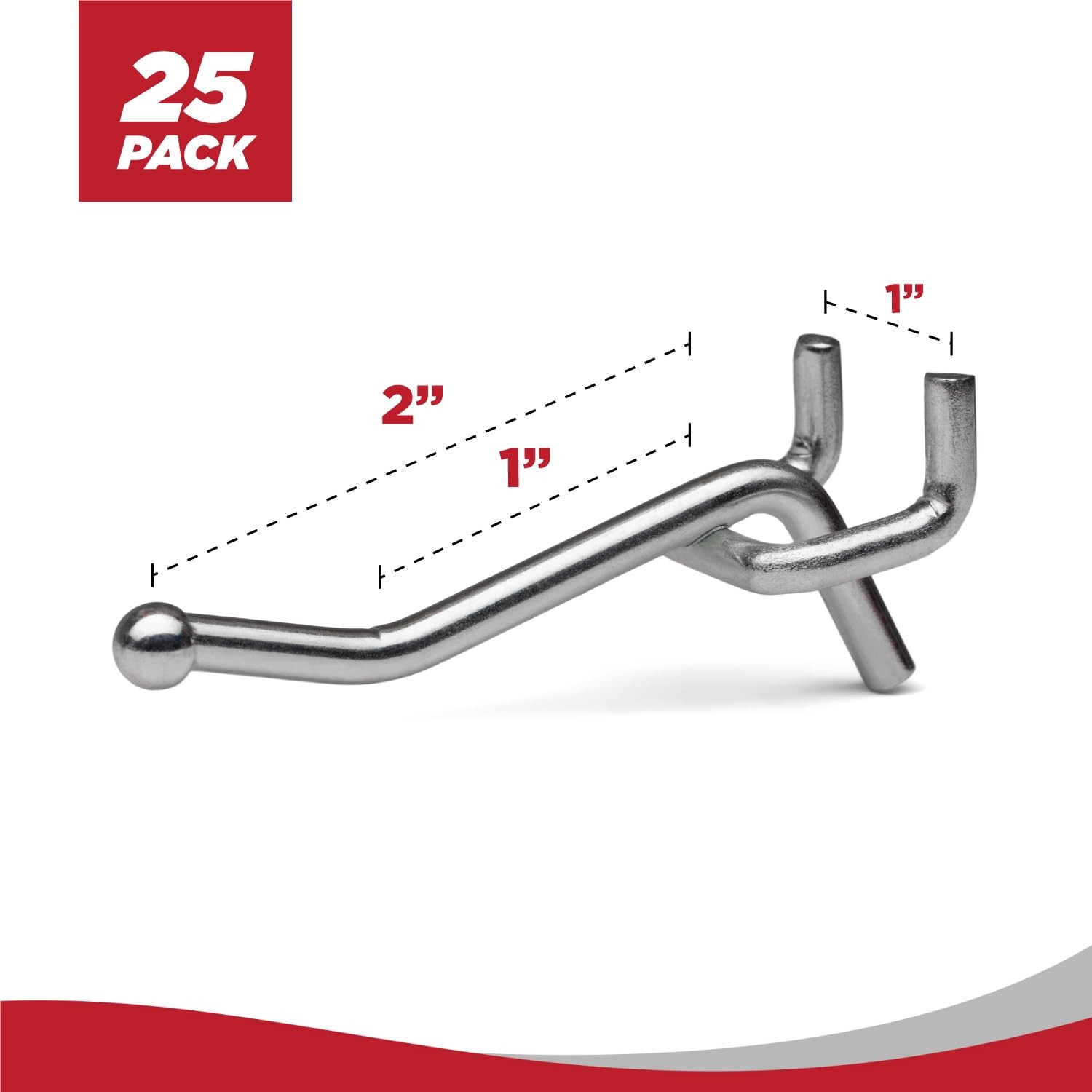 Metal Peg Board Shelving Hooks, 2-inch, 25-Pack