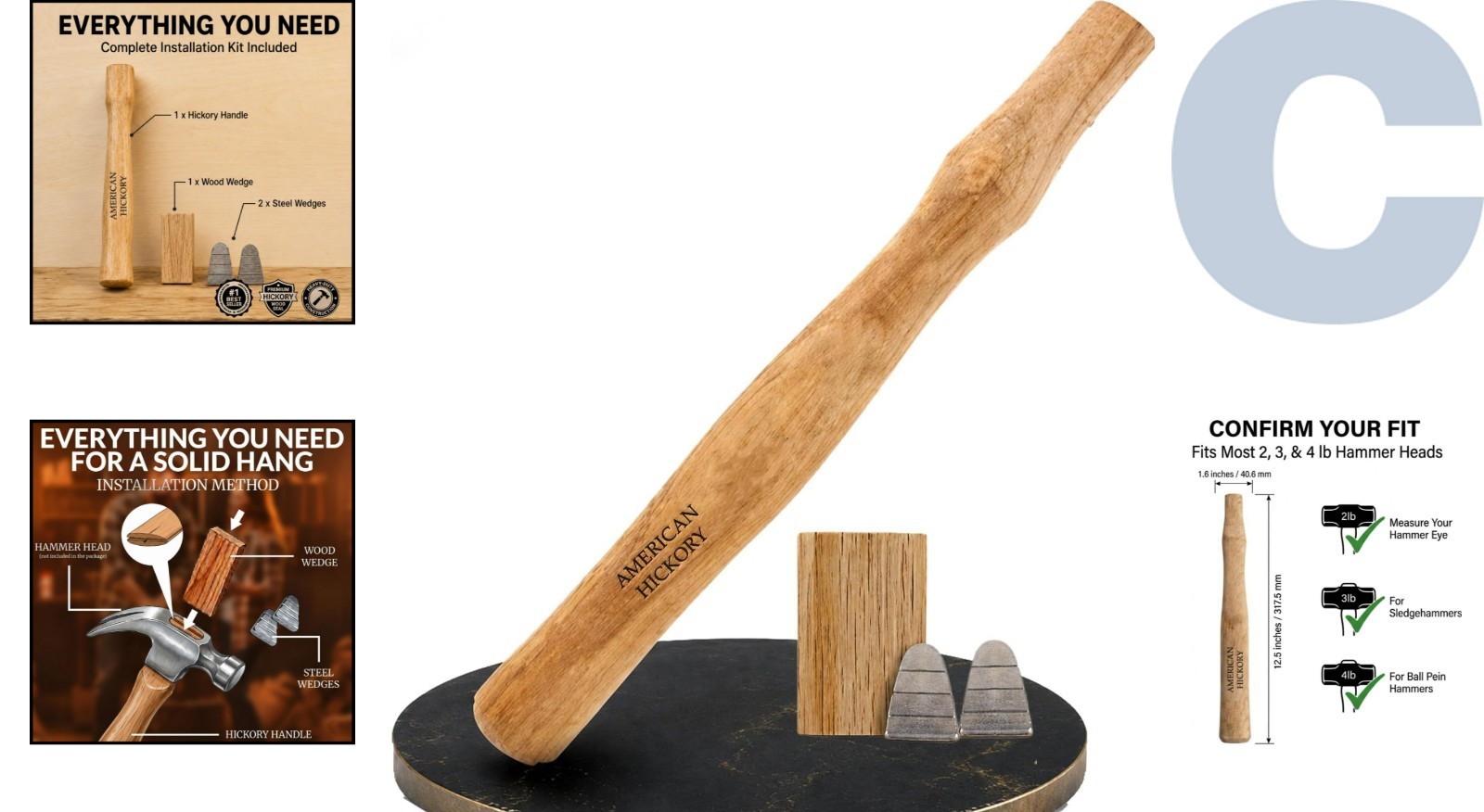 Complete Wood Hammer Handle Replacement for Versatile Tool Use and Durability
