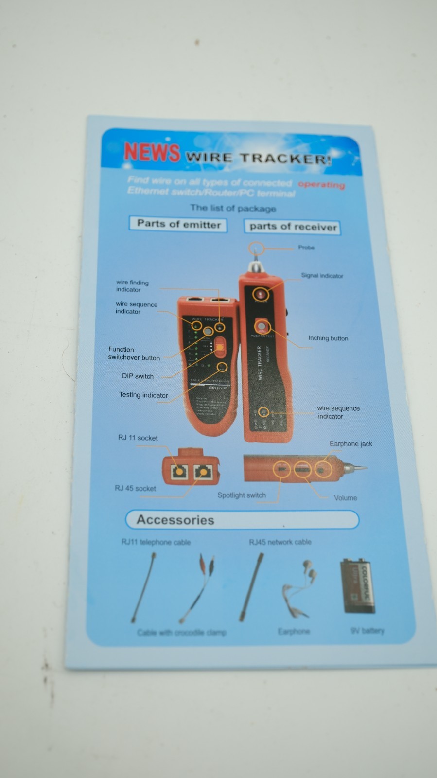 WIRETRACKER wire tester network phone Cable detector Locator Meter tracker