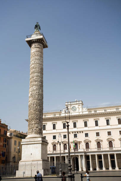 1704 Bartoli/ Bellori Engraving - Marcus Aurelius Column, Rome - River Crossing