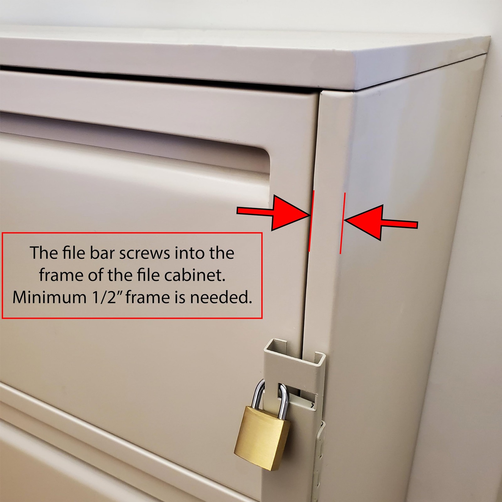 File Cabinet Locking Bar. Fits 3 Drawer File Cabinets. Includes Cobalt Drill ...